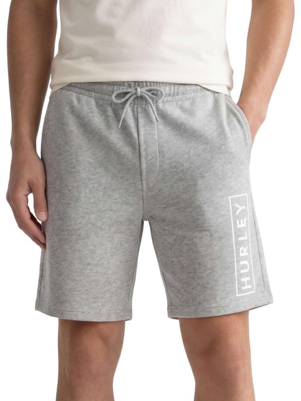 Hurley Men’s Essential Boxed Logo Fleece Shorts Heather Gray Size Large